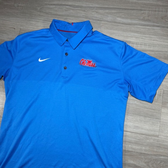 Nike Ole Miss Rebels Dri-FIT Performance  Polo Shirt Men's Blue College Size M - Picture 1 of 6
